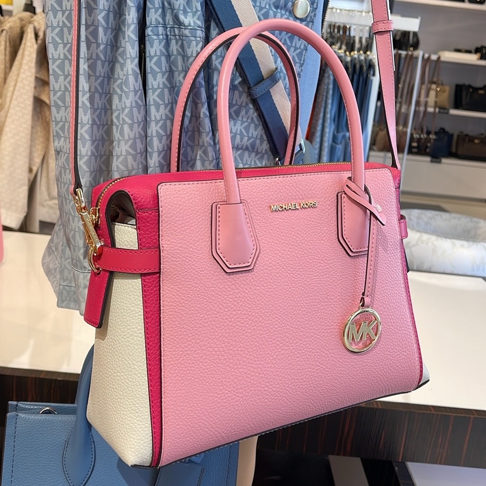 MICHAEL KORS
Mercer Medium Top Zip Color-Block Belted Satchel Crossbody Purse - Picture 2 of 16